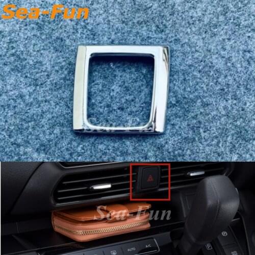 Car Interior ABS Chrome Double Flash Light Emergency Light Button Frame Decoration Cover Trim For Nissan Roox 2020 2021 2022