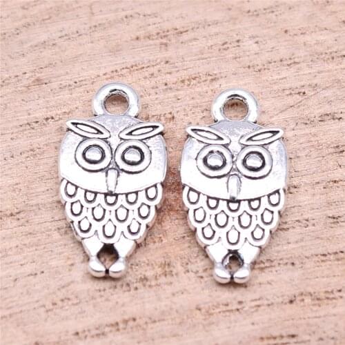 WYSIWYG 10pcs 19x9mm Double Sided Owl Charms Pendant For Jewelry Making