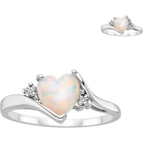 Fashion Women Heart 2Ct Fire Opal Ring Women Wedding Engagement Jewelry Size 5-10 Party Band Birthday Gift