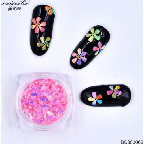 1 Set 12 Jars Colorful 3D Nail Art Sequins Waterdrop Shape Design Glitter Flakes Sparkly DIY Tips Paillette Nails Art Decoration