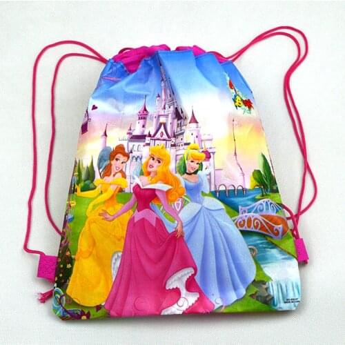 1pcs High Quality Disney Six Princess Kid Cotton Drawstring Bags Travel Pouch Storage Clothes Shoes Bag School Backpack Portable