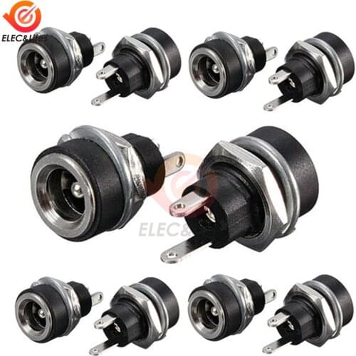 10Pcs 5.5x2.1mm DC Power Supply Jack Socket Female Panel Mount Connector 5.5mm*2.1mm Jack Power Adapter DC-022 DC-022B DC-025M