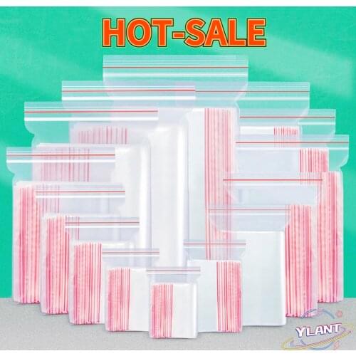 100Pcs/Lot Clear Stand Up Pouch Plastic Zip Lock Bags Zipper Transparent Fruit Snack Self Seal Food Storage Package packaging