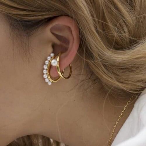 3Pcs/Set Pearl Zircon Clip on Earrings Ear Cuffs Stackable Earrings for Women NO Pierced Cartilage Earring Earcuffs Accessories