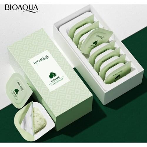 8PCS/set Avocado Extract Clearing Mud Cream Mask Moisturizing Oil-Control Acne Relief Smear Mask Boxed Korean Skin Care Products