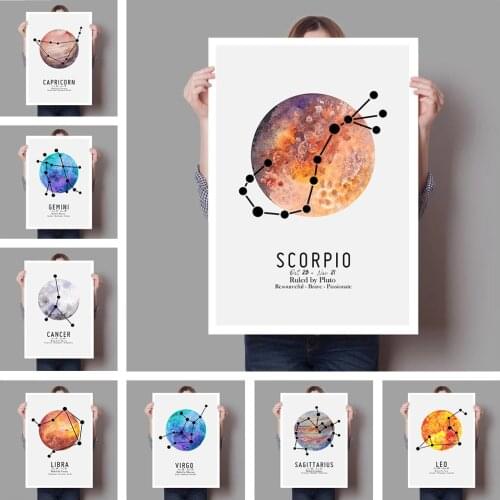 12 Constellation Art Color Art Picture Home Decoration Abstract Canvas Painting for Living Room Bedroom Wall Printing Poster