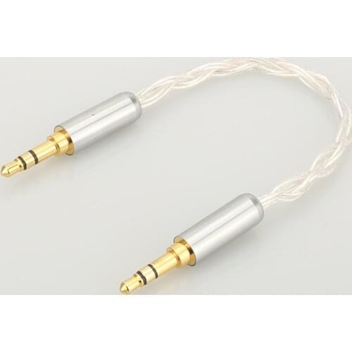 Audiocrast 10cm Silver Plated 3.5mm Male to 3.5mm Male Stereo Audio Hifi Audio cable car AUX wire jump cable