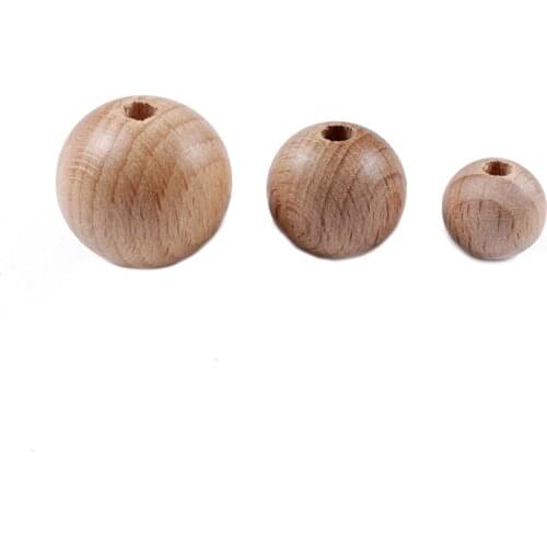 10mm/12mm/14mm/15mm/16mm 50Pcs Beech Ball Wood Spacer Beads For Charm Bracelet Wholesale Baby Safe Teether Wooden Round Bead