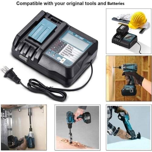DC18RF Rapid Charger Replacement Power Tools Lithium-ion Charger 14.4V-18V for Makita Power Tool Battery DC18RA DC18RC