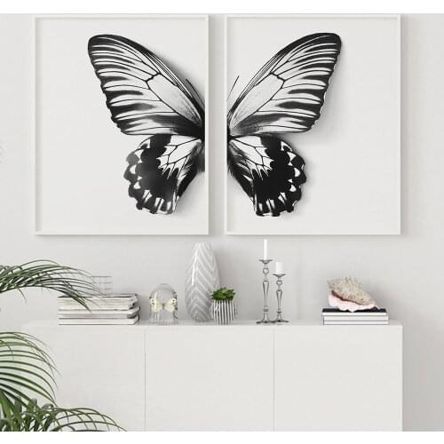 Nursery Wall Art Print Canvas Painting Black and White Butterfly Nordic Poster Canvas Art Animal Wall Pictures For Living Room
