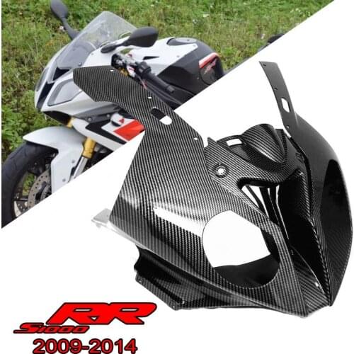 ForBMW S1000RR, 2009 2010 2011 2012 2013 2014 Front upper fairing, headlight cover Black carbon