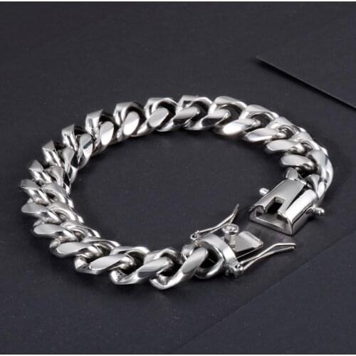 Jewels Store Cuban Big Gold Chain 15mm Stainless Steel Heavy Mens Bracelet Wristband Chain Jewelry For Man JS135951-Z