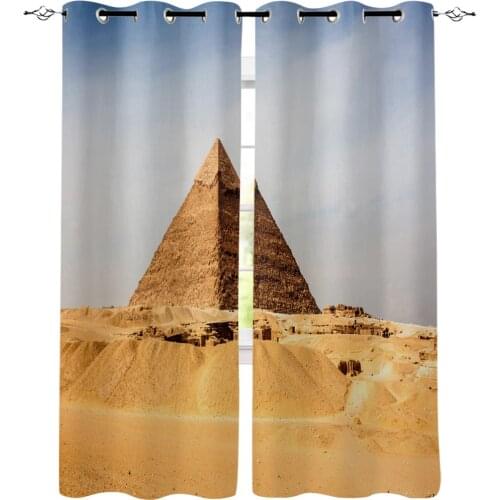 Egypt Pyramid Desert Window Curtains LivingRoom Kitchen Curtains Left and Right Biparting Open