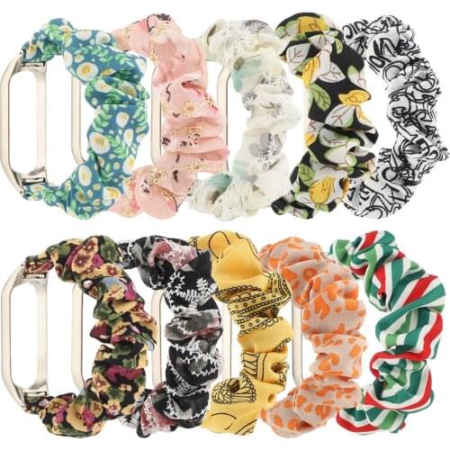 Elastic Fabric Strap for Xiaomi Mi Band 5 Fashion Women Girls Scrunchie Replacement Band Bracelet for MIband Miband5 Wristband
