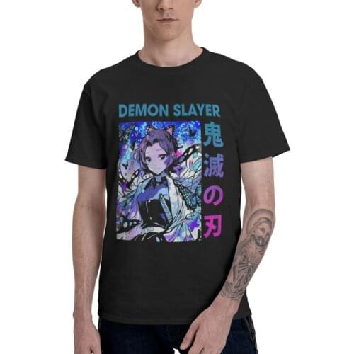 Harajuku Anime Demon Slayer Kimetsu No Yaiba Tshirt Men Tee Tops 100% Cotton T Shirt Short Sleeve Manga Shinobu Kocho T-shirts