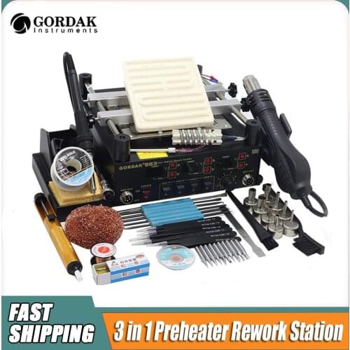 Gordak 863 BGA 3 in 1 Preheater Rework Station with 450W Hot Air Gun Phone Sepair Tools