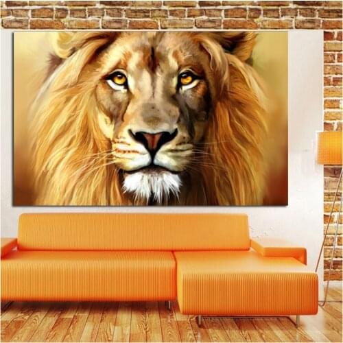 HD Print African Lion Head Angry Lion On Mountain Animal Oil Painting on Canvas Wall Art Picture for Living Room Cuadros Decor