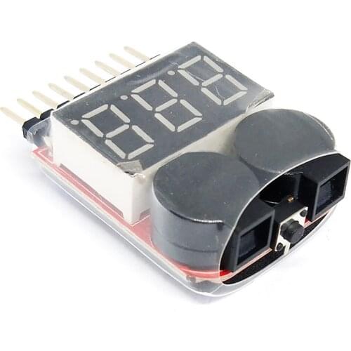 Voltage Indicator for RC Boat Helicopter Battery 1-8S 2 in 1 Lithium Battery Voltage Indicator Low Buzzer Alarm Tester