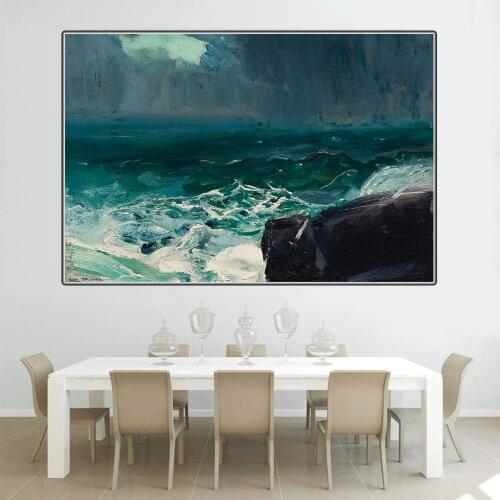 Citon George Bellows《Monhegan Seascape》Canvas Art Oil Print Painting Artwork Poster Picture Modern Wall Decor Home Decoration