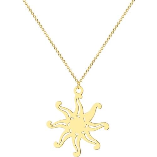 Kinitial Sun Charm Celestial Dainty Necklaces For Women Boho Pendant Chain Jewelry Stainless Steel Couple Necklace Collier Femme