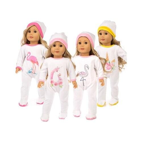 2021 New Pattern Cartoon Animal Jumpsuit + Hat Suit Fit 18 Inch American&43cm Baby New Born Doll Clothes Accessories