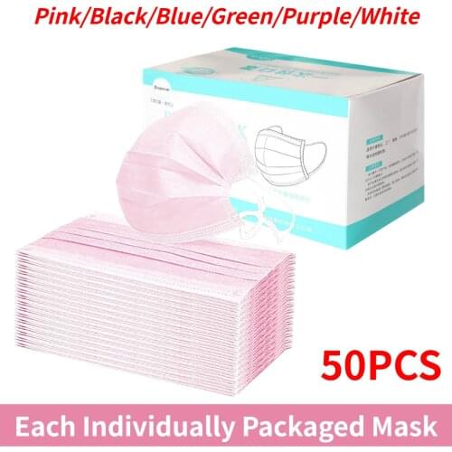 1/50pc In Stock Adult Disposable Pink Face Mask Fashion Masks For Germ Protection Mascarillas Desechable Halloween Cosplay