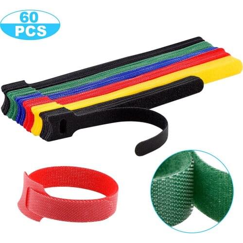 Nettbe 60PCS Reusable Cable Ties, Nylon Strapping , Cable Organizer, Cord Wrap and Hook Loop Cords Management