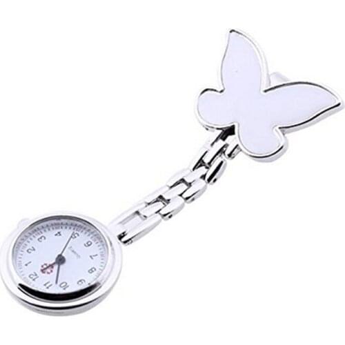 Fashion Butterfly Stainless Steel Nurse Clip-on Fob Brooch Pendant Hanging Pocket Watch clock relogio feminino mujer Hot Sale Fi