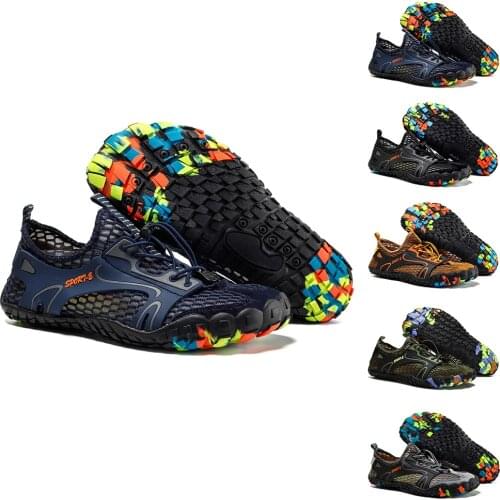 Men Mesh Hiking Shoes Wearproof Rubber Upstream Shoes Quick-Dry Breathable Quick Dry Fishing Water Sports Sneakers Beach Shoes