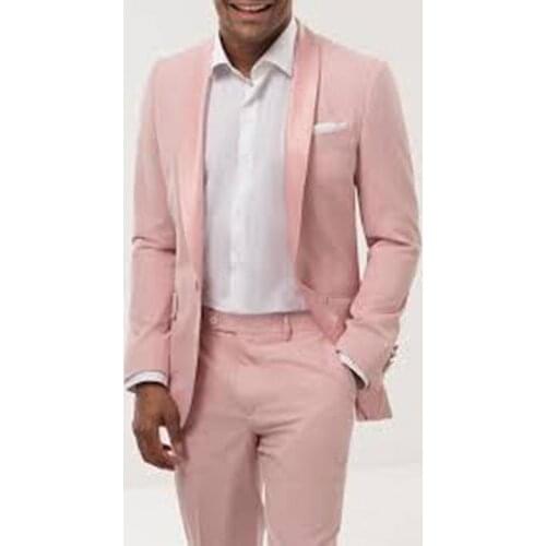 Mens Wedding Suits Light Pink Spring Summer Beach Casual 2 Pieces Slim Fit Blazer Jackets Pants Evening Party Costumes