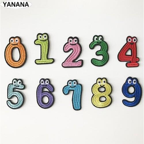 Number Embroidery Patches for T shirt Iron on Stripes Appliques Clothes Stickers Clothing Badges DIY clothing