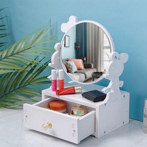 Table Mirror Storage Makeup Mirror with Drawer Multi-Function Makeup Mirror Makeup Beauty Mirror Cosmetic Mirror for Bedroom