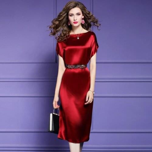 2021The NewFashion High Quality Womens Dress Summer Satin Slim was thinLong Woman Dress Very Soft Smooth Plus Size S-5XL