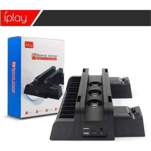 New iplay Gamepad charger For PS4 PRO Slim multi function cooling bracket For PS4 host fan base disc rack Accesories