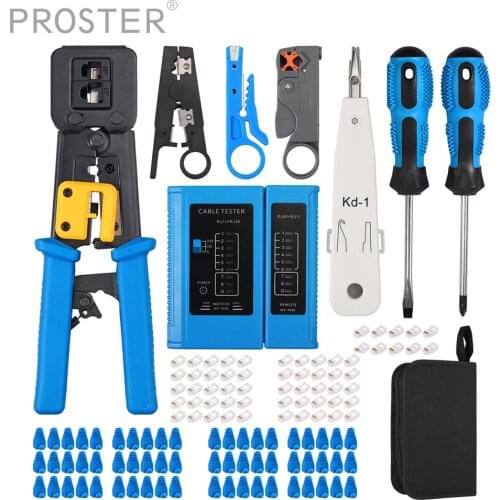 Proster RJ45 Crimping Tool Kit for RJ11 RJ12 CAT5 CAT6 Computer Repair Lan Cable Tester Network Repair Tool Stripper Cutter Set