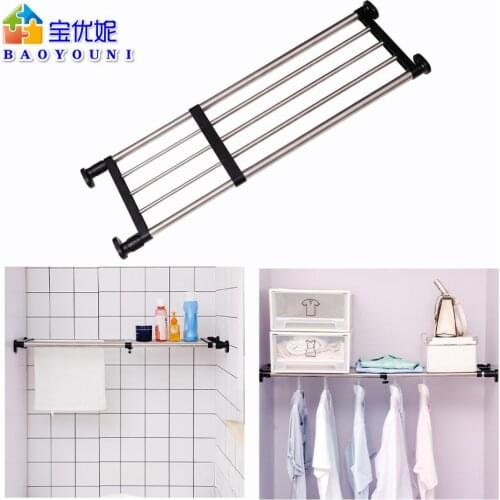 Black Wardrobe Extendable Shelf Closet Clothes Organizer Cupboard Stainless Steel Divider Partition Shelf 60-100cm/23.62-39.37in