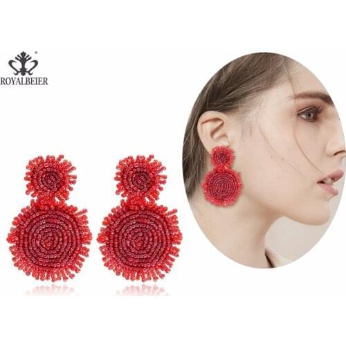 ROYALBEIER Bohemian Beads Tassel Earrings for Women Big Fringe Drop Earrings Long Dangle Earrings Wedding Jewelry Wholesale