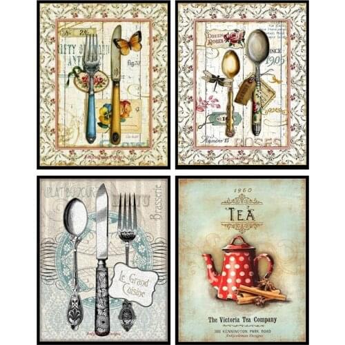 Counted Cross Stitch Kits Needlework - Crafts 14 ct Aida DMC Color DIY Arts Home Decor - Vintage Tableware and Teapot