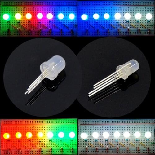 PL9823 F5 5mm F8 8mm Round hat addressable LEDs P9823 chipset RGB Full color Frosted 9823 LED Chips pixels DC5V 5-1000pcs