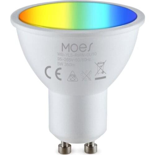 GU10 Tuya WiFi Smart LED Bulbs 5W RGBW White Dimmable Lamps Smart Life/Tuya Remote Control Bulbs Work With Alexa Google Home