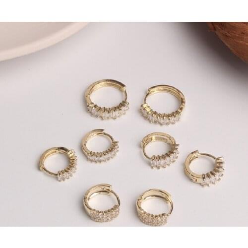 Korean hot selling fashion jewelry simple round small gold hoop earrings exquisite copper inlaid zircon women daily earrings