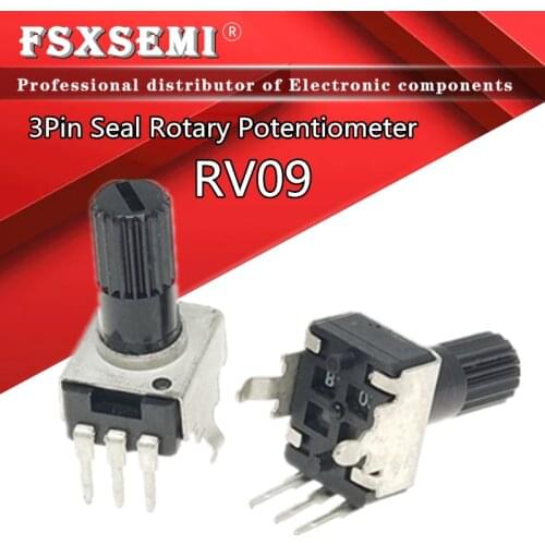 10PCS RV09 Vertical 12.5mm Shaft 1K 2K 5K 10K 20K 50K 100K 1M 0932 Adjustable Resistor 0932 3Pin Seal Rotary Potentiometer