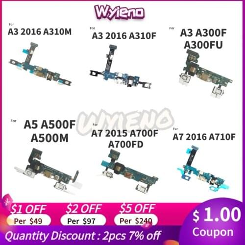 Wyieno For Samsung Galaxy A7 A700FD A3 A5 2016 2015 A300F Charger Port Board USB Dock Charging Flex Cable Microphone Mic Plug