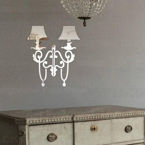 Mirror Wall Stickers Decals Walls Home Acrylic Decorative Lamp Crystal String Royal Palace Luxrury Retro Vintage Chandelier R040