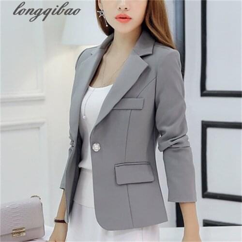 New Europe Style Spring Autumn Plus Size Women Elegant Long Sleeve Blazer Female Blazer Fashion Suit coat F191