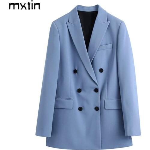2021 Women Fashion Double Breasted Solid Blazers and Jackets Work Office Lady Autumn Suit Business Female Blazer Coat Talever