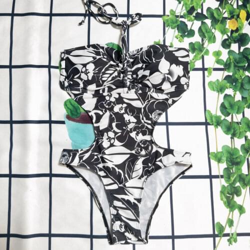 Купальники женские 2021 Vintage Print One Piece Push Up Swimwear New Sexy Female Swimsuit Women Monokini Padded Bathing Suits