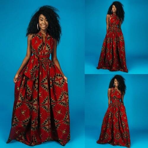 2021 Autumn New Style Fashion Sexy Deep V-Neck Irregular Prints Various Ways To Wear Elastic Mid-Length Slit Ladies Dress