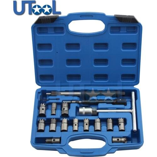 17 PCS Diesel Injector Cleaner Clean Carbon Remover Seat Cutter Cutting Tool Set