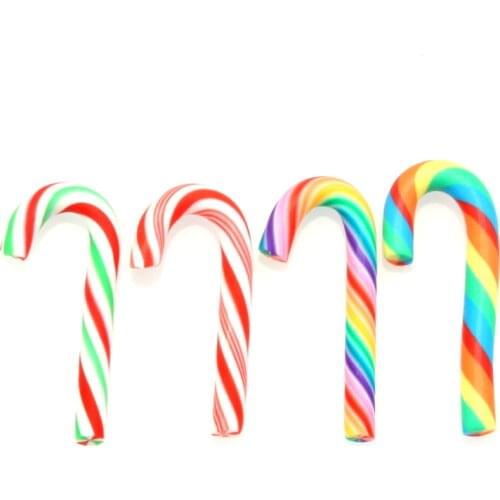 20Pcs 50x17mm Mixed Clay Christmas Crutch Flatback Beads Decoration Crafts Embellishments For Scrapbooking Diy Accessories